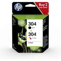 Cartouches D'Encre Hp 304 - Pack De 2 - Noir Et Couleurs - Pour Deskjet 2620/2630/3720/3730, Envy 5020/5030
