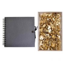 Carnet Scrapbooking Noir 20 X 20 Cm + 150 Punaises Dorées - Youdoit