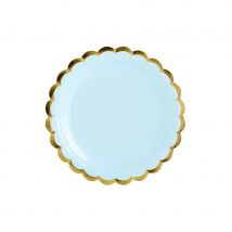 6 Petites Assiettes - Baby Bleu/or - PartyDeco