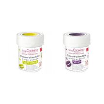2 Colorants Alimentaires En Poudre - Violet-vert Citron - Scrapcooking