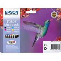 Epson Multipack T0807 - Colibri - Noir, Jaune, Cyan, Magenta, Magenta Clair, Cyan Clair (c13t08074011) - Epson