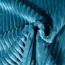 Tissu Doudou Côtelé D'Ameublement 15 Mm Uni Bleu Canard - Au Mètre - Craftine