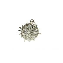 1 Pendentif Rond Rayons De Soleil 20mm Plaqué Argent Platine Et Zircon Cristal