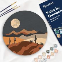 Peinture Par Numéro Sur Disque En Bois - Clair De Lune Désertique - No Name