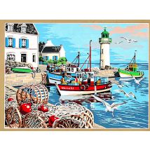 Canevas Antique Le Port De Pêche 45x60cm - SEG