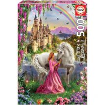 Puzzle - Licorne - Fée - Princesse - Château - 500 Pièces - 34x48cm - Educa - Educa Borras