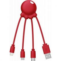 Xoopar Câble 3 En 1 Octopus Usb A/micro Usb & Usb C & Lightning 0,1m Rouge - Xoopar