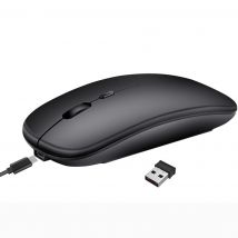 Souris Bluetooth Sans Fil Rechargeable Ultra Fine Et Silencieuse Or Noir Yonis - Yonis