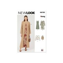 Patron New Look 6785 - Robe Et Manteau Chacun En Deux Longueurs, Veste Et Sac Pour Jeunes Femmes Taille N°fr 38-50 - NewLook