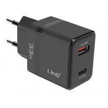 Linq Chargeur Secteur Usb-c 33w + Usb 18w Charge Rapide Design Compact Noir