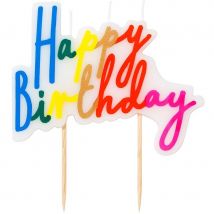 Bougie Happy Birthday Rainbow (10 Cm) - TALKING TABLES