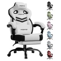 Chaise Gaming Ergonomique Luckracer - Tissu - Blanc - Luckracer