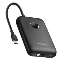 Swissten Batterie Externe 20000mah Câbles Usb-c Et Lightning Intégrés Écran Led Noir