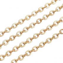 1 Mètre De Chaine Acier Inoxydable 304 Maille Forçat Dorée Or 2,5 X 2 Mm - Creation Bijoux Perles - La boutique de Karine