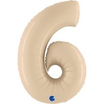 Ballon Géant Chiffre 6 Satin Cream (102 Cm) - Grabo