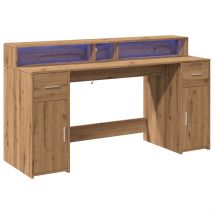 Bureau Table Poste De Travail Meuble D'Ordinateur Informatique Étude Avec Lumières Led - Helloshop26 Le Choix, Autrement !