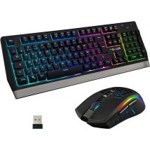 The G-lab Combo Tungsten - Ensemble Clavier Et Souris Gamer Sans Fil Rétro Éclairés - Clavier Gaming Wireless Azerty + Souris Gamer Wireless 2400 Dpi