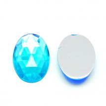 15 Perles Strass Cabochon Ovale Bleu 18 X 13 Mm Acrylique À Coller - Dos Argenté - Creation Diy - La boutique de Karine