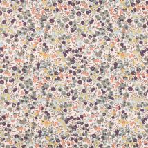 Tissu Fleuris Wiltshire Vert Céladon, Prune, Corail Et Jaune - Au Mètre - Craftine