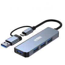Urban Factory Hub Minee Usb / Usb-c Avec 4 Ports Ultra-rapide Usb 3.0 15cm Gris - Urban Factory