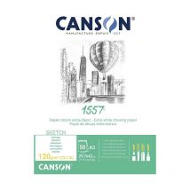 Papier À Dessin Extra-blanc - A3 (29,7x42cm) - 120g/m2 - Bloc De 50 Pages - 1557 Sketch Canson