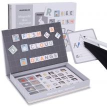 Jeux Éducatif, Marqueur Effaçable, 26 Cartes, 78 Carrés Magnétiques, Mots Lettres & Chiffre Anglais - Mamabrum