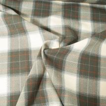 Tissu Tartan Ecossais Vert Kaki Sur Fond Blanc Cassé - Craftine