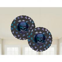 2 Eventails Déco Squelette Réfléchissant - Amscan