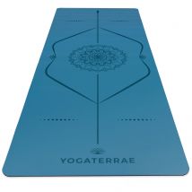 Tapis De Yoga Bleu Antidérapant Pu-caoutchouc Naturel Éco-responsable Mandala Premium 183x68x0,4cm - YOGATERRAE