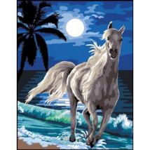 Canevas Antique Galop Sous La Lune Mimo Verdé 50x65cm - Megacrea DIY