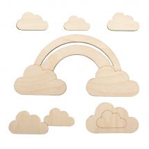 Arc En Ciel Et Nuages En Bois 16,8 X 8,3 Cm - Rayher