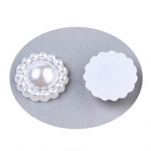 30 Perles Cabochon Demi Rond À Coller Acrylique Blanc Nacre Forme Fleur 12 Mm - Dos Plat - Creation - La boutique de Karine