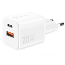 Forcell Chargeur Secteur Gan Iii 20w Avec Ports Usb-c + Usb Format Mini Blanc