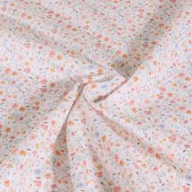 Tissu Piqué De Coton Imprimé Fleuris Printemps Sur Fond Blanc - Au Mètre - Craftine