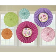 6 Eventails Déco Baby Girl - Amscan