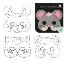 Masques Enfant Carton Prédessiné Animaux 17 X 14 Cm X 12 Pièces - Megacrea DIY