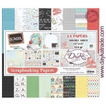 Pochette De 24 Feuilles Dayka School Scrapbooking
