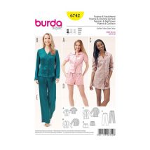 Patron Burda 6742 : Pyjama Et Chemise De Nuit Femme Du 34 Au 44 Taille N°fr 34-44
