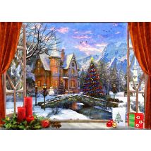 Puzzle 500 Pièces - Christmas Mountain View - Bluebird Puzzle