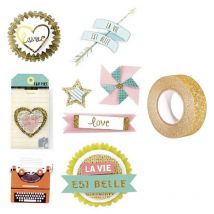 8 Stickers Fun Effet 3d 5 Cm + Masking Tape Doré À Paillettes 5 M - Youdoit