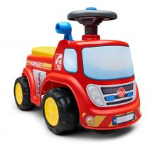 Porteur Camion De Pompier 1er Âge Avec Volant Directionnel Avec Klaxon Et Coffre De Rangement - Rouge - Dès 12 Mois - 100% Fabriqué En France - Falk -