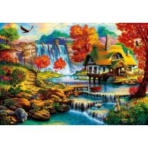 Puzzle 1000 Pièces - Country House By The Water Fall - Bluebird Puzzle