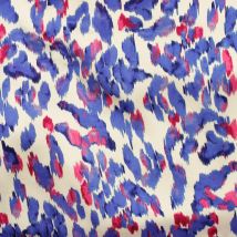 Tissu Crêpe Satiné Rolanda Bleu Sur Fond Blanc Cassé - Au Mètre - Craftine