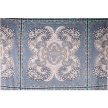 Tissu Panneau Satin Gianni Tessuti 90x140cm Arabesque Sur Fond Bleu - Craftine