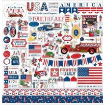 Feuille De Stickers 30cm X 30cm God Bless America Carta Bella - Echo park