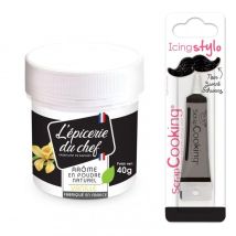 Arôme Alimentaire Naturel En Poudre Vanille 40 G + Stylo Glaçage Noir - Scrapcooking