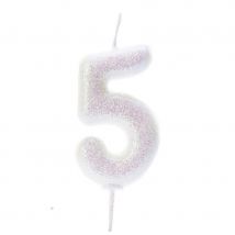 Bougie Iridescent Chiffre 5 (7 Cm) - CREATIVE PARTY
