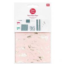 Papier Patch Rose Branches Dorées 30 X 42 Cm - Rico Design