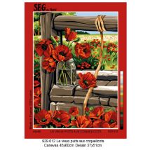 Canevas Antique Le Vieux Puit Aux Coquelicots 45x60cm - SEG