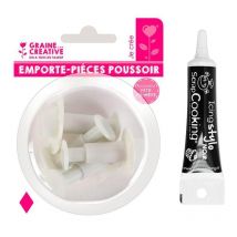 4 Emporte-pièces À Poussoir En Plastique Losange + Stylo De Glaçage Noir - Youdoit